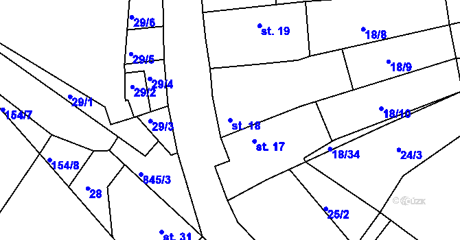 Parcela st. 18 v KÚ Vranová Lhota, Katastrální mapa