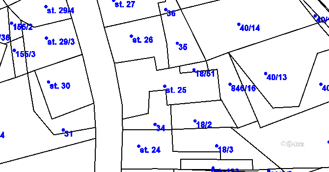 Parcela st. 25 v KÚ Vranová Lhota, Katastrální mapa