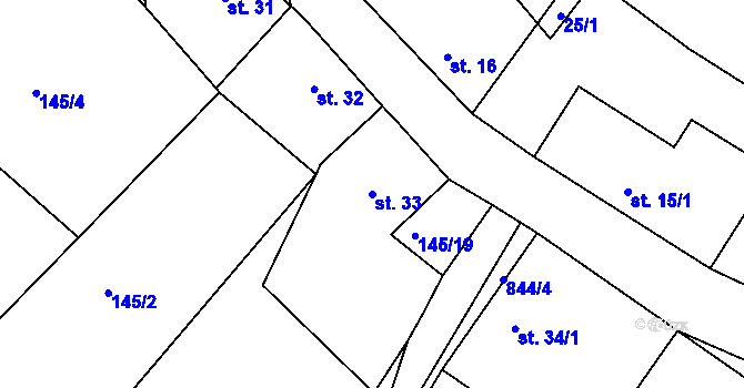 Parcela st. 33 v KÚ Vranová Lhota, Katastrální mapa