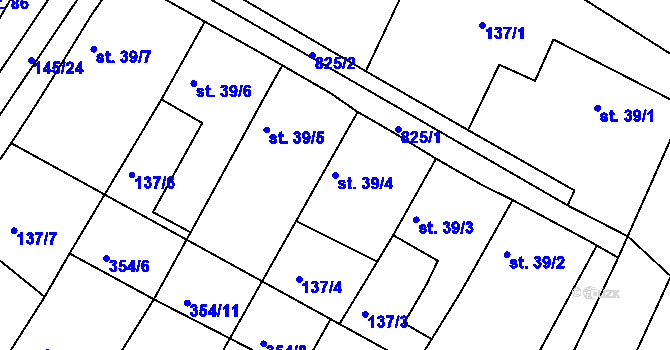 Parcela st. 39/4 v KÚ Vranová Lhota, Katastrální mapa