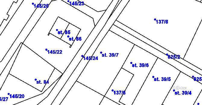 Parcela st. 39/7 v KÚ Vranová Lhota, Katastrální mapa