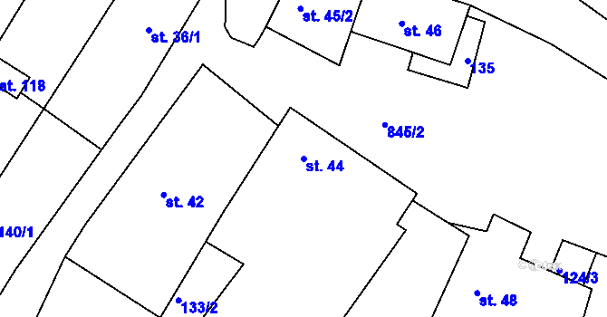 Parcela st. 44 v KÚ Vranová Lhota, Katastrální mapa