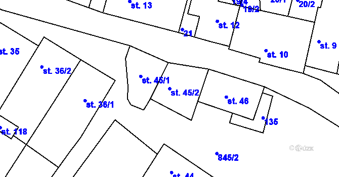 Parcela st. 45/2 v KÚ Vranová Lhota, Katastrální mapa
