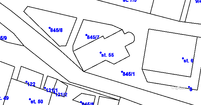 Parcela st. 55 v KÚ Vranová Lhota, Katastrální mapa