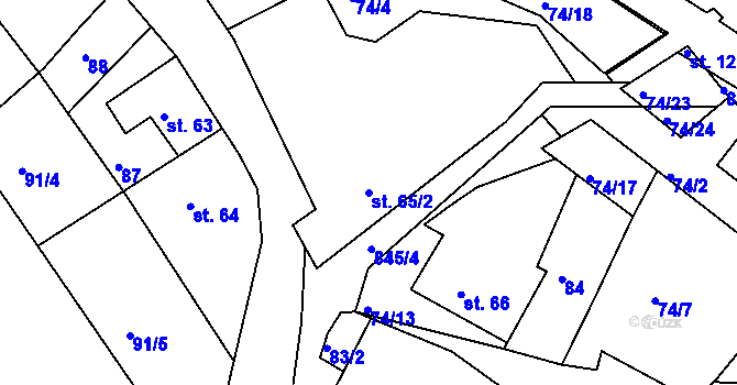 Parcela st. 65/2 v KÚ Vranová Lhota, Katastrální mapa