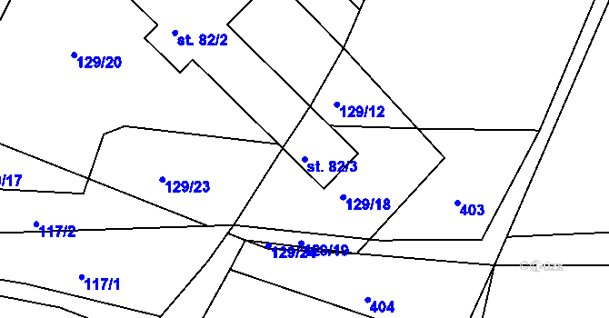 Parcela st. 82/3 v KÚ Vranová Lhota, Katastrální mapa