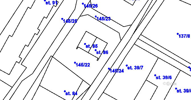 Parcela st. 86 v KÚ Vranová Lhota, Katastrální mapa