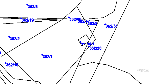 Parcela st. 95/1 v KÚ Vranová Lhota, Katastrální mapa