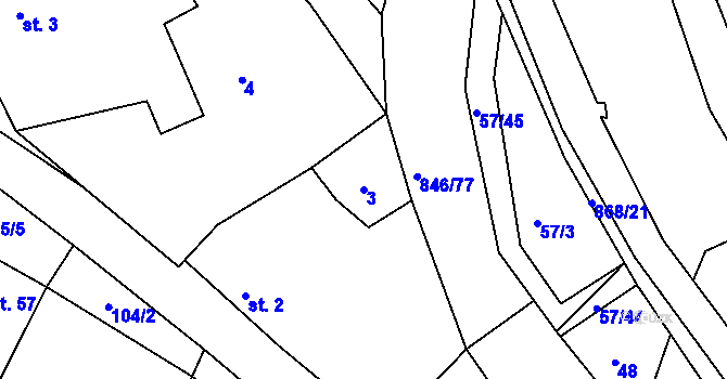 Parcela st. 3 v KÚ Vranová Lhota, Katastrální mapa