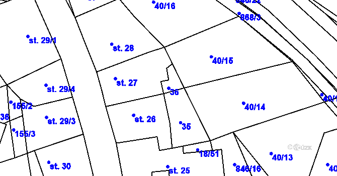 Parcela st. 36 v KÚ Vranová Lhota, Katastrální mapa