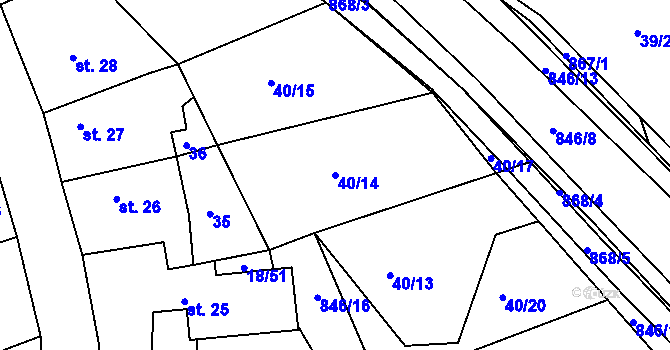Parcela st. 40/14 v KÚ Vranová Lhota, Katastrální mapa