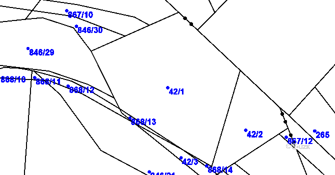 Parcela st. 42/1 v KÚ Vranová Lhota, Katastrální mapa