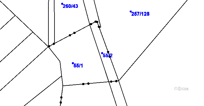 Parcela st. 55/2 v KÚ Vranová Lhota, Katastrální mapa