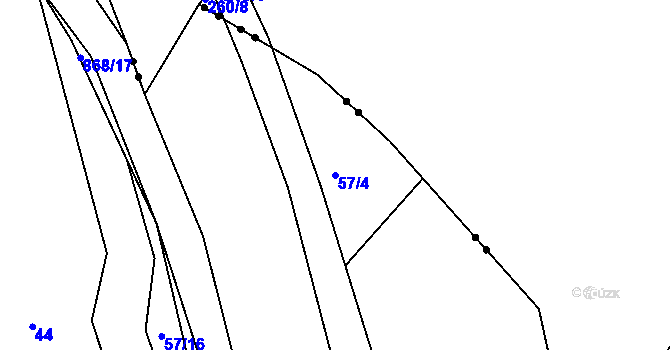 Parcela st. 57/4 v KÚ Vranová Lhota, Katastrální mapa