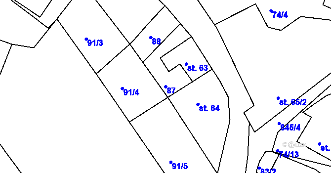 Parcela st. 87 v KÚ Vranová Lhota, Katastrální mapa