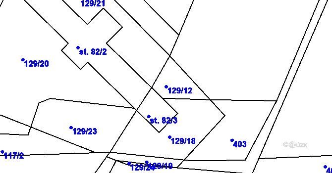 Parcela st. 129/12 v KÚ Vranová Lhota, Katastrální mapa