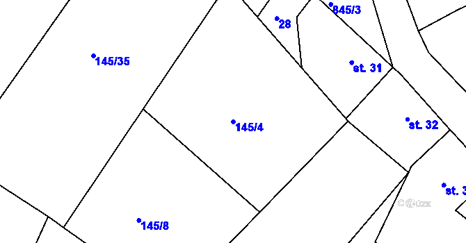 Parcela st. 145/4 v KÚ Vranová Lhota, Katastrální mapa