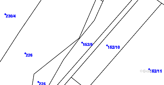 Parcela st. 152/5 v KÚ Vranová Lhota, Katastrální mapa