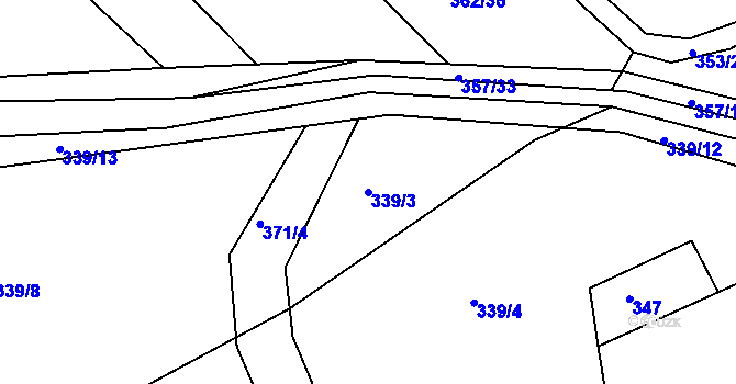 Parcela st. 339/3 v KÚ Vranová Lhota, Katastrální mapa
