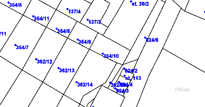 Parcela st. 354/10 v KÚ Vranová Lhota, Katastrální mapa