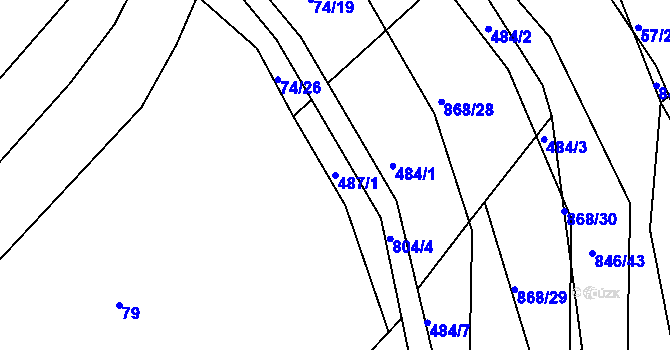 Parcela st. 487/1 v KÚ Vranová Lhota, Katastrální mapa