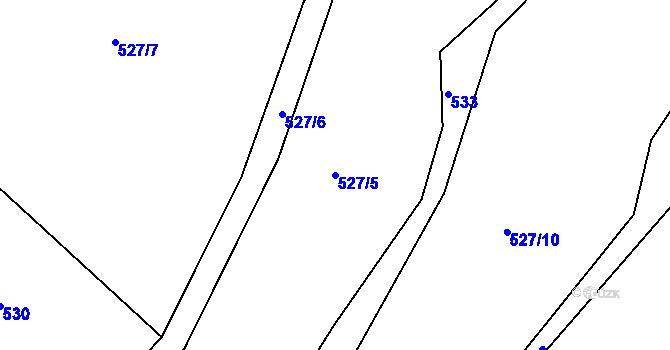 Parcela st. 527/5 v KÚ Vranová Lhota, Katastrální mapa