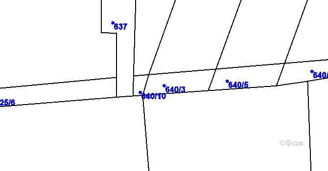 Parcela st. 640/3 v KÚ Vranová Lhota, Katastrální mapa
