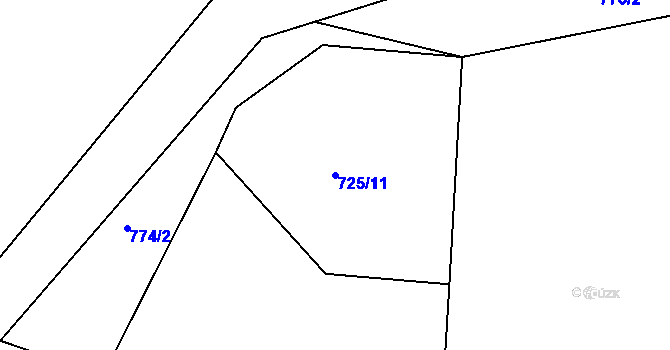 Parcela st. 725/11 v KÚ Vranová Lhota, Katastrální mapa