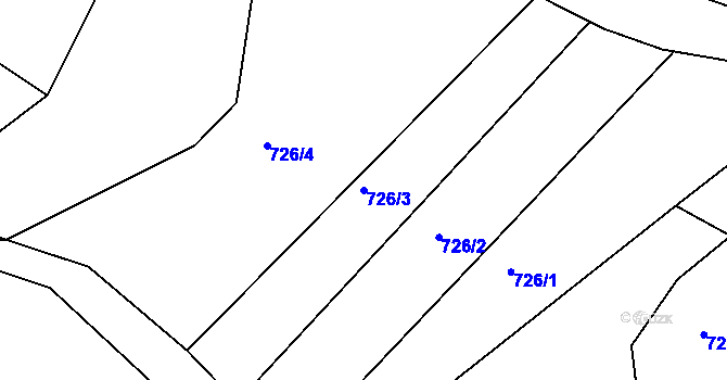 Parcela st. 726/3 v KÚ Vranová Lhota, Katastrální mapa