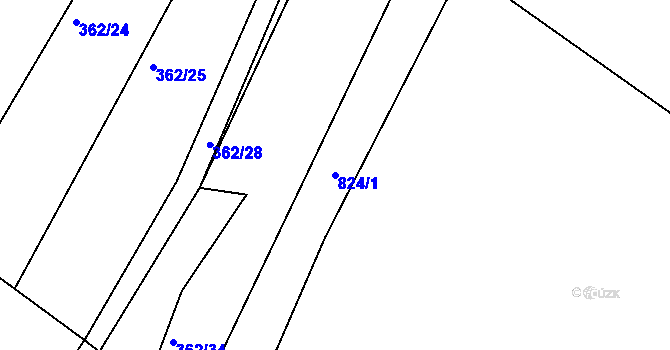 Parcela st. 824/1 v KÚ Vranová Lhota, Katastrální mapa