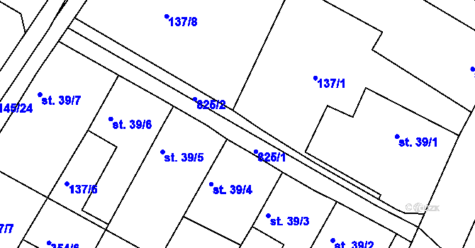 Parcela st. 825 v KÚ Vranová Lhota, Katastrální mapa