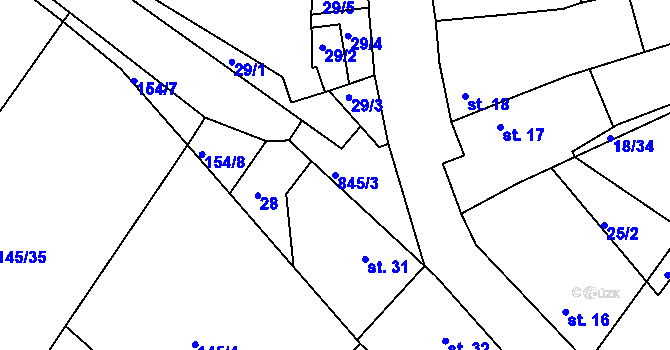 Parcela st. 845/3 v KÚ Vranová Lhota, Katastrální mapa