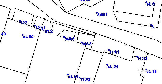 Parcela st. 845/5 v KÚ Vranová Lhota, Katastrální mapa