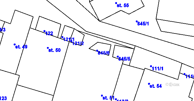 Parcela st. 845/6 v KÚ Vranová Lhota, Katastrální mapa
