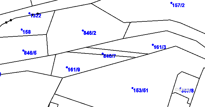 Parcela st. 846/7 v KÚ Vranová Lhota, Katastrální mapa
