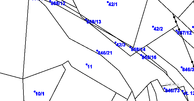 Parcela st. 846/21 v KÚ Vranová Lhota, Katastrální mapa