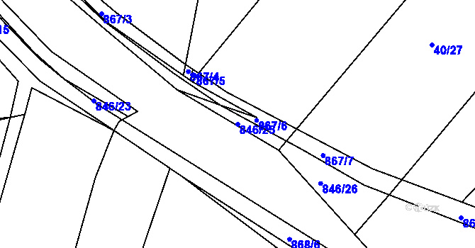 Parcela st. 846/25 v KÚ Vranová Lhota, Katastrální mapa
