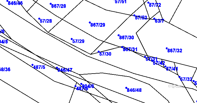 Parcela st. 57/30 v KÚ Vranová Lhota, Katastrální mapa