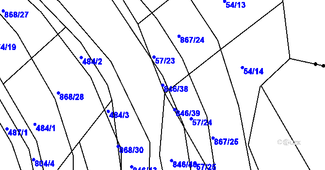 Parcela st. 846/38 v KÚ Vranová Lhota, Katastrální mapa