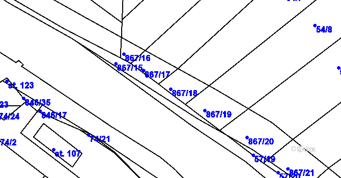 Parcela st. 867/18 v KÚ Vranová Lhota, Katastrální mapa
