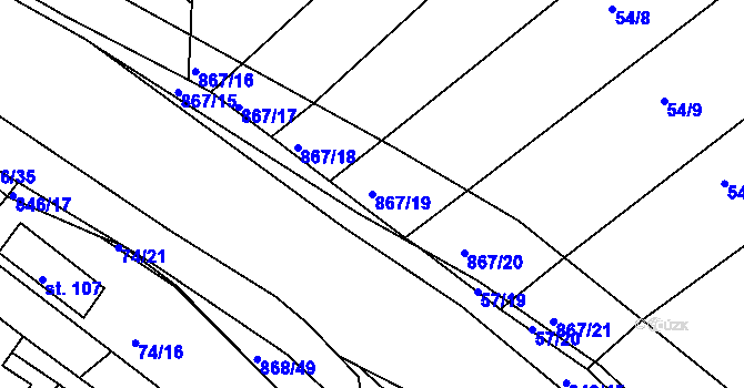 Parcela st. 867/19 v KÚ Vranová Lhota, Katastrální mapa