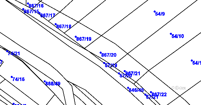 Parcela st. 867/20 v KÚ Vranová Lhota, Katastrální mapa