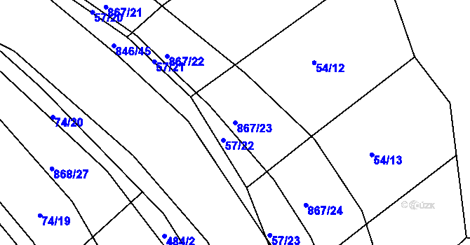 Parcela st. 867/23 v KÚ Vranová Lhota, Katastrální mapa