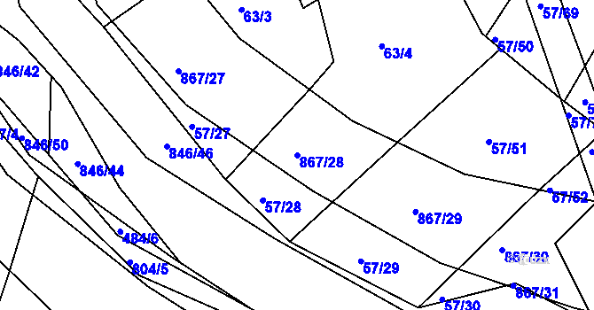 Parcela st. 867/28 v KÚ Vranová Lhota, Katastrální mapa