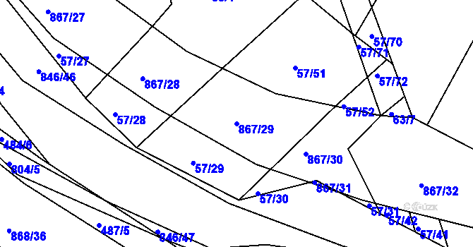 Parcela st. 867/29 v KÚ Vranová Lhota, Katastrální mapa