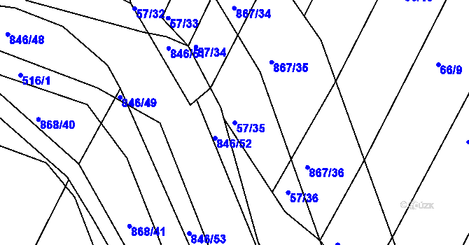 Parcela st. 57/35 v KÚ Vranová Lhota, Katastrální mapa