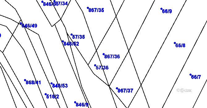 Parcela st. 867/36 v KÚ Vranová Lhota, Katastrální mapa