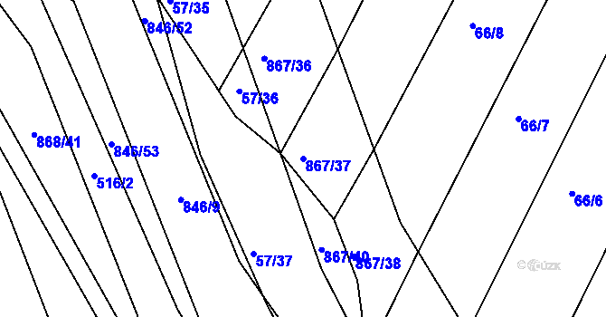 Parcela st. 867/37 v KÚ Vranová Lhota, Katastrální mapa