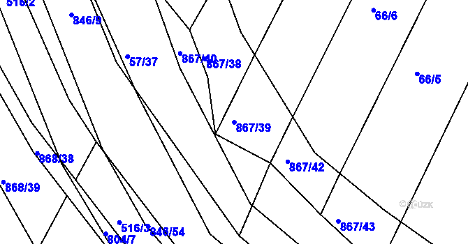 Parcela st. 867/39 v KÚ Vranová Lhota, Katastrální mapa