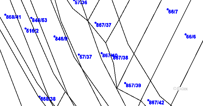 Parcela st. 867/40 v KÚ Vranová Lhota, Katastrální mapa